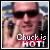 Animated contact sheet of a man with sunglasses holding two phones to his ears, featuring flame animation over text "Chuck is HOT" on each frame.