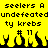 Yellow background with black pixelated text and flame-like shapes beneath it, showing repeated phrases and symbols.