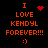 Pixelated orange text on black background with animated red heart and starburst symbols replacing static smiley face.