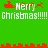 Green background with red pixelated borders and repeated "Merry Christmas!!!!!" text in white, featuring Santa Claus icons above each phrase.
