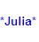 Pixelated static icon displaying the name 'Julia' in blue text with purple stars on a light gradient background.