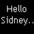 Pixelated black background with white text 'Hello Sidney...' and a grayscale screaming mask icon on the right.