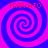 Four identical spiral patterns in blue and pink with red text "TROVATO" at each corner on a solid background.