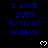 Blue pixelated text on black background with white heart symbols, displaying 'I LOVE SUZY 8/11/07 FOREVA' in multiple
