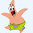 Pixelated cartoon starfish in green shorts with purple patch, arms outstretched, mouth open, on light blue background next to pink text reading "I'm A Star!".