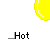 yellow curved shapes with small red and white figures beneath them, each figure paired with text that changes from 'Hot' to partial letters