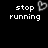 Pixelated text and heart symbols on a black background with a gray rectangle in the bottom right corner.