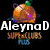 Pixelated orange sphere with green top and purple accents, displaying text 'AleynaD Loves Super clubs Plus' in white and brown fonts over black background.