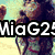 Animated sequence showing a character with long dark hair in outdoor and indoor settings, text overlay reading "MiaG2" appears across frames.