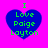 Four identical blue heart-shaped icons with green text "I Love Paige Layton" on a bright pink background, each icon displayed in a