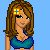 Pixel art contact sheet showing multiple frames of a beach-themed animated buddy icon with a female character in various poses and expressions, including full-body beach scenes and close-ups.