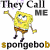 Animated contact sheet of Spongebob Squarepants frames with repeated text overlays showing various poses and expressions.