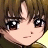 A pixelated anime-style character face on the left and stylized text on a black background on the right, forming an animated contact sheet with two visible frames.