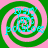Four identical display a green and pink spiral background with cyan text reading 'potatoes' and '@franksicons' in the center