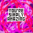 Pixelated of identical circular icons with pink and purple patterns, each containing white text reading "YOU'RE SIMPLY AMAZING" in a blocky font