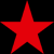 Red five-pointed star with sharp edges on a solid black background, rendered in a pixelated style with no visible text or additional elements.