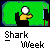 Pixelated character in yellow shirt and black pants fires a spray from left hand, emitting white mist with red particles against green background.