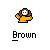 Pixel art character with brown hair and yellow clothing, shown in three states with text labels beneath each.