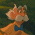 Animated pixel art of a cartoon character with light brown fur, white beard, and blue bow tie against dark green background.