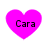 Four identical pink heart-shaped icons with the text 'Cara' centered inside each, arranged in a on white background