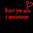 Red pixelated text on black background with heart-shaped key symbol above 'luv ye ah' and 'jasmine' below, two identical frames side-by-side.
