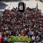 A crowd of people in a stadium with text overlays changing across frames.