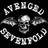 A static image of a black circular emblem with white text and a skull, flanked by wings.
