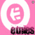 Pink background with white circular borders containing stylized 'E' symbols, each paired with dark purple text reading 'euros', and one variation featuring a black border.
