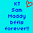 Blue background with blue pixelated text and a red heart symbol above the leftmost of text