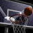 Animated sequence showing a basketball hoop with a ball in mid-air, transitioning through text overlays and a final static frame.