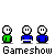 Pixel art of small character icons with speech bubbles, each labeled 'Gameshow' below