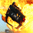 Animated sequence showing a car explosion followed by a figure falling, with promotional text for Mission Impossible 3.