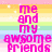Pixelated text in bright pink on a rainbow striped background with scattered white sparkles.