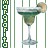 Pixelated image of a green margarita glass with salt rim and lime wedge, framed by vertical bars on the right side.