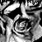 A grayscale pixelated image of a stylized rose with visible dithering and anti-aliasing effects, rendered in a low-resolution 48x48 icon format.