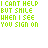 Green pixelated text reads "I CAN'T HELP BUT SMILE WHEN I SEE YOU SIGN ON" above yellow smiley icons with black outlines, some paired and one with a pink heart.