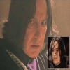 A person with long dark hair and a dark robe with light stripes appears in a larger frame, with a smaller inset image of the same person in different poses.