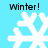 Four white snowflake icons on a light blue background with 'Winter!' text above each, arranged in a