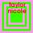 Four green square icons with pink borders display red text 'taylor nicole' over nested pink squares, each icon showing a different nested square configuration.
