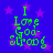 Green text reading "I Love God-Strong" on a blue background with purple stars, displayed in four identical