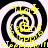Four identical spiral patterns with yellow text overlaid on a black-and-white background, arranged in a