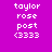 Purple background with white text 'taylor', 'rose', 'post', '(333)' arranged in four , some frames showing red bars over specific lines