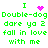 Green pixelated text reads 'I Double-dog dare ya 2 fall in love with me' with a pink heart and pink dots animation above the 'I' in the top-left and top-right frames.