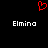 Red pixelated heart symbol above two instances of the text 'Elmina' in white pixelated font on a black background.