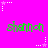 Bright magenta background with green text 'shannon' repeated in two , surrounded by white and pink star-shaped pixel clusters