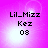 Pixelated text on a pink gradient background with four identical showing 'Lil_Mizz Kez 08' in black font