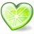 Heart-shaped lime slice with green rind and light green flesh, pixelated rendering on white background.