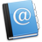 Blue book with black spine and white @ symbol on cover, rendered in pixelated style with visible edges.