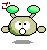 Pixelated character with green antennae and beige body displays six distinct facial expressions across a , including neutral, surprised, angry, and smiling states