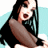 A 48x48 pixel animated buddy icon featuring a cartoon woman with long dark hair and a brown sleeveless top on the left, next to green text reading "Original Icons .com" on a dark green background.